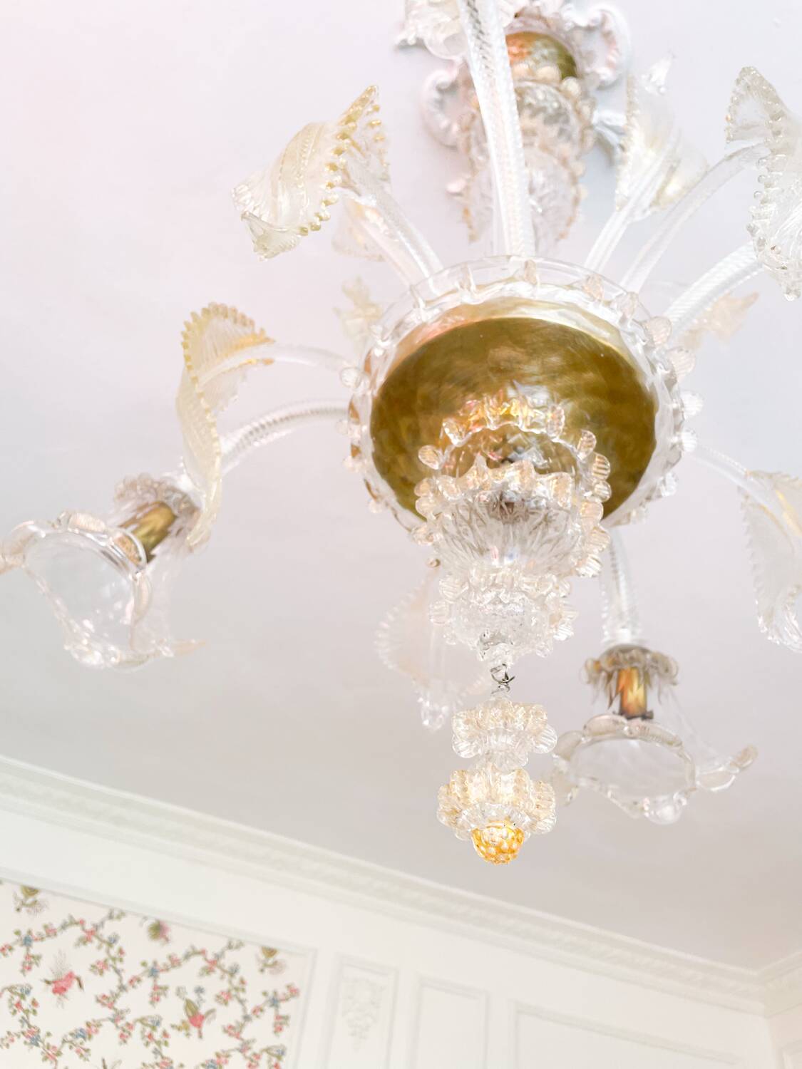 Grand lustre en verre de Murano – 5 bras tulipe