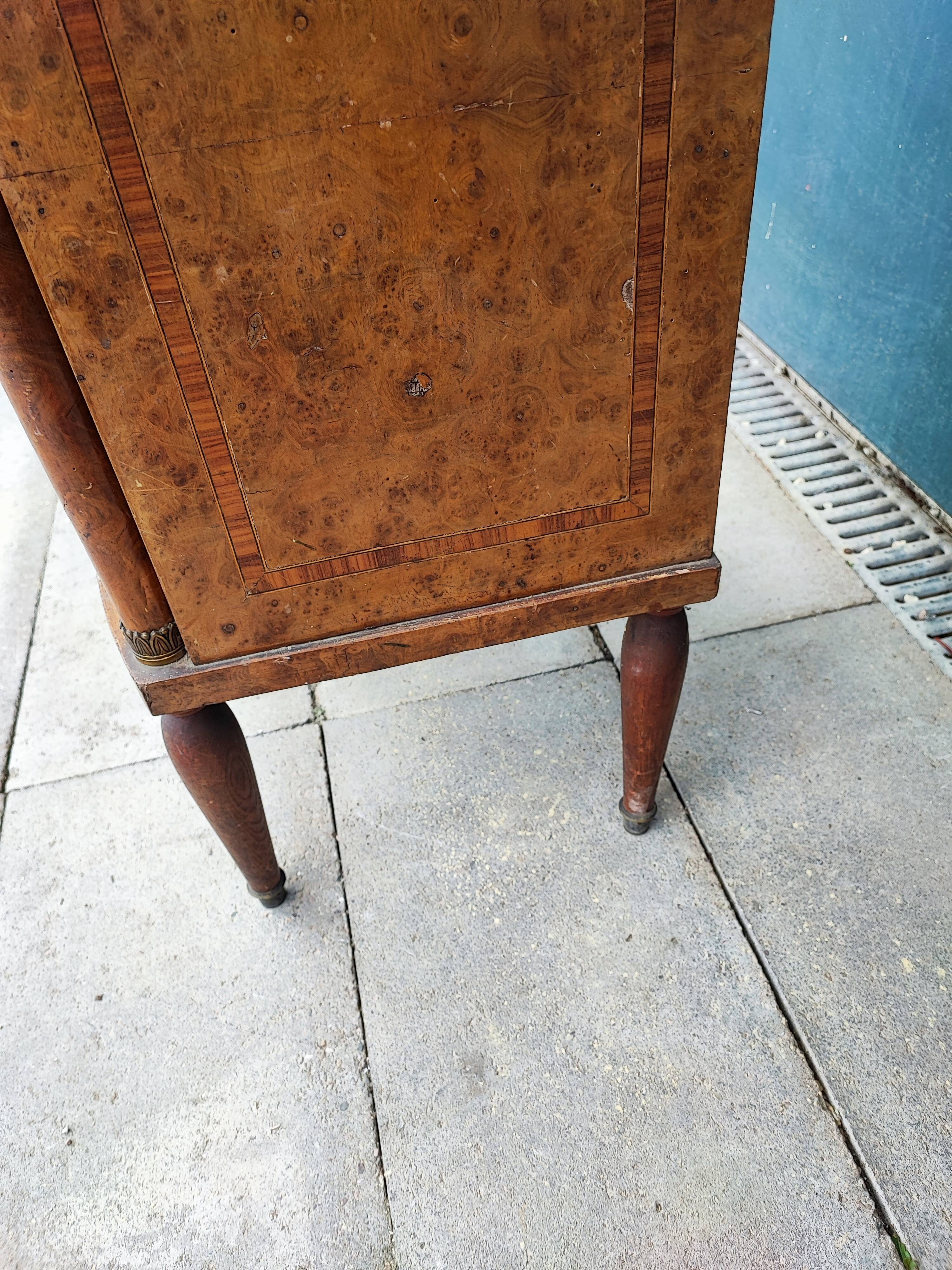 Empire style bedside table marble top