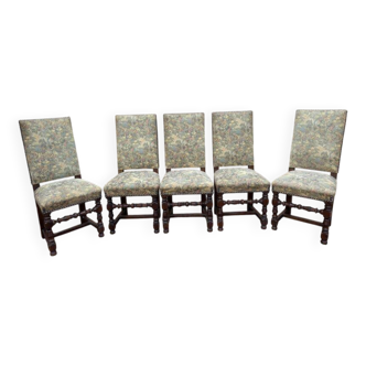 Série de 5 chaises de style Louis XIII