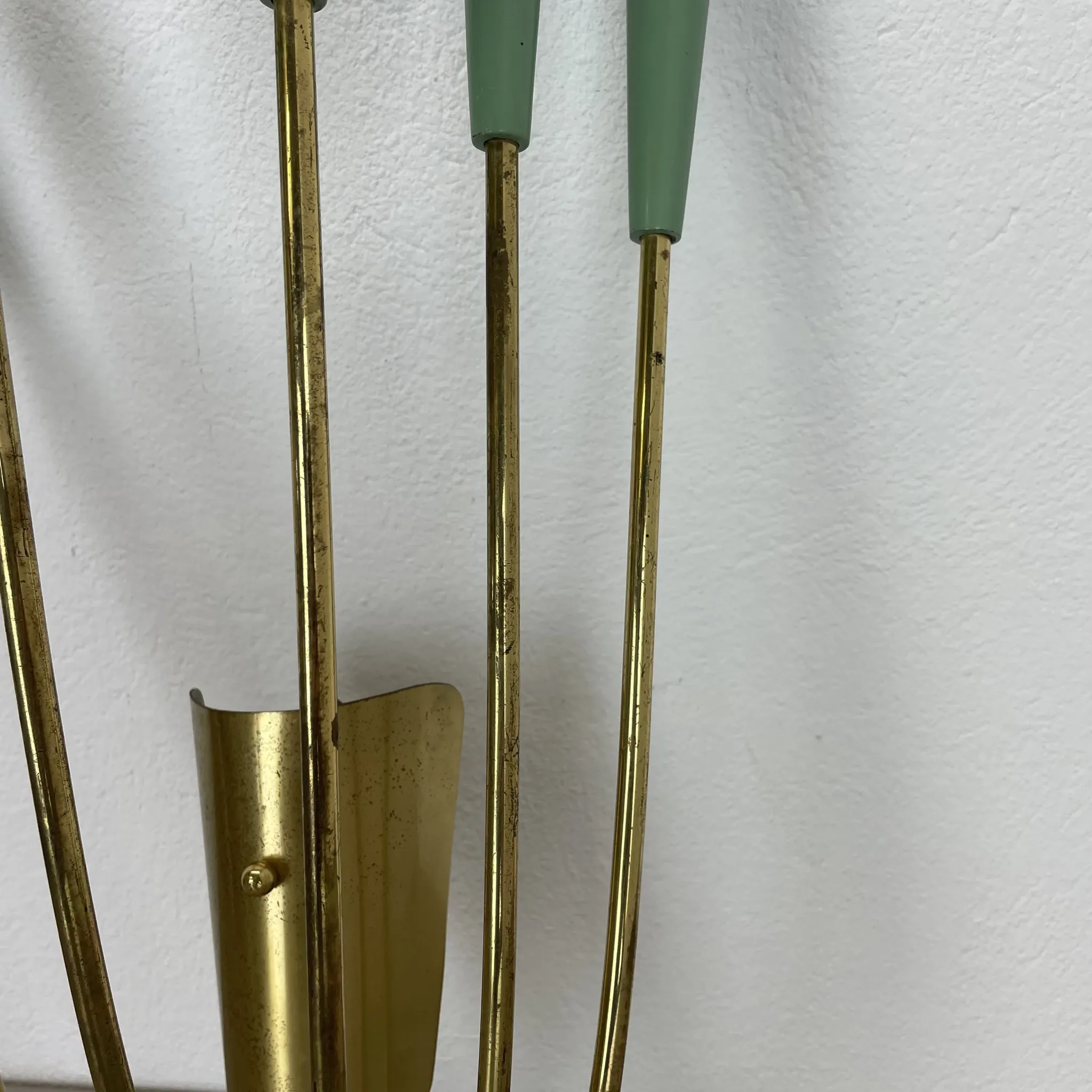 Large brass wall light in stilnovo style, 54 cm, italy, 1950s