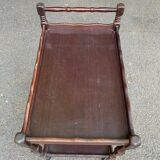 Solid wood serving trolley on wheels