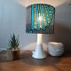 table lamp trumpet foot, modern graphic printed wax shade