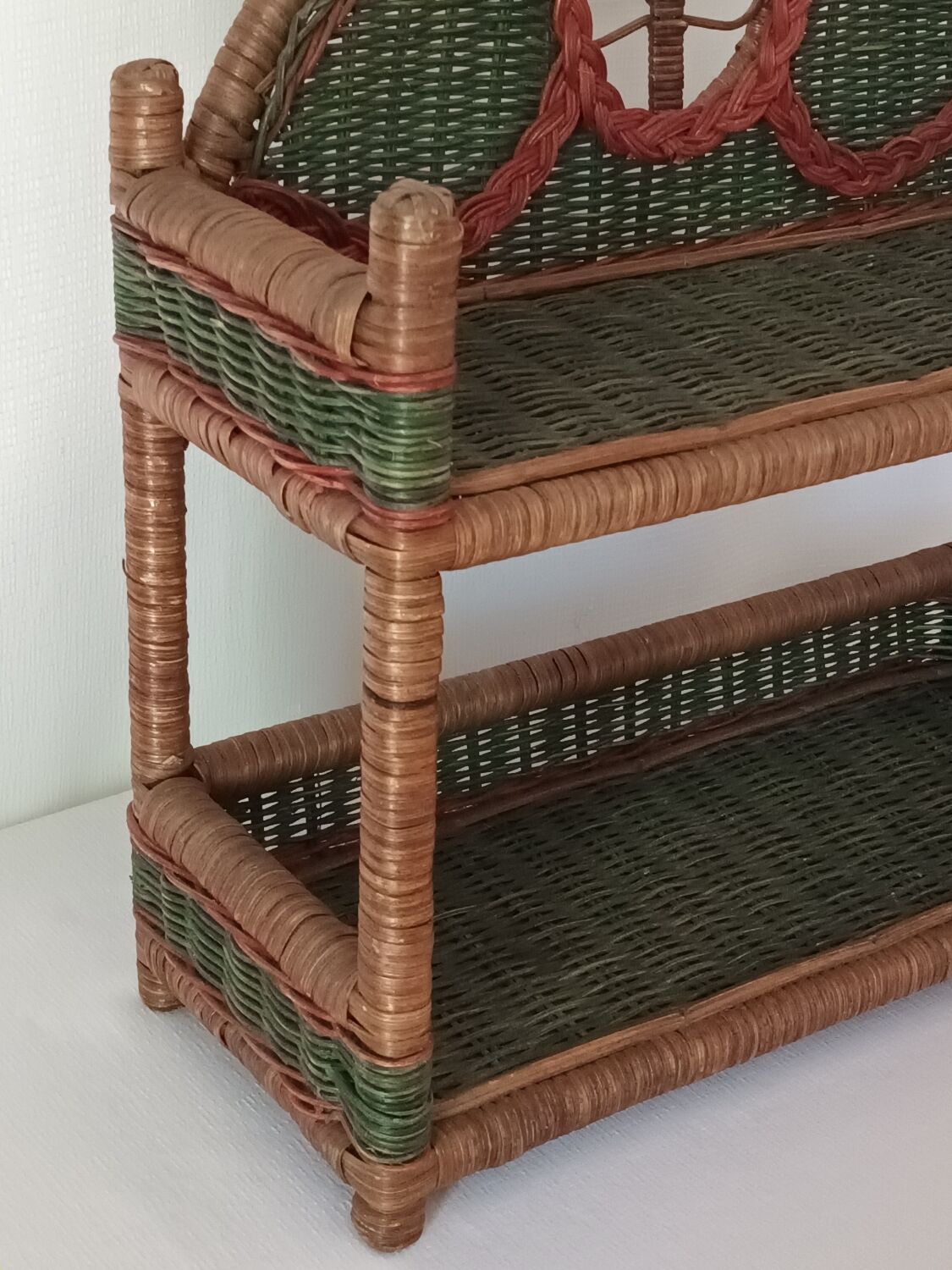 Vintage wicker wall shelf