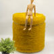 Pouf vintage, moumoute, moutarde, Pelfran