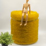 Vintage pouf, moumoute, mustard, Pelfran