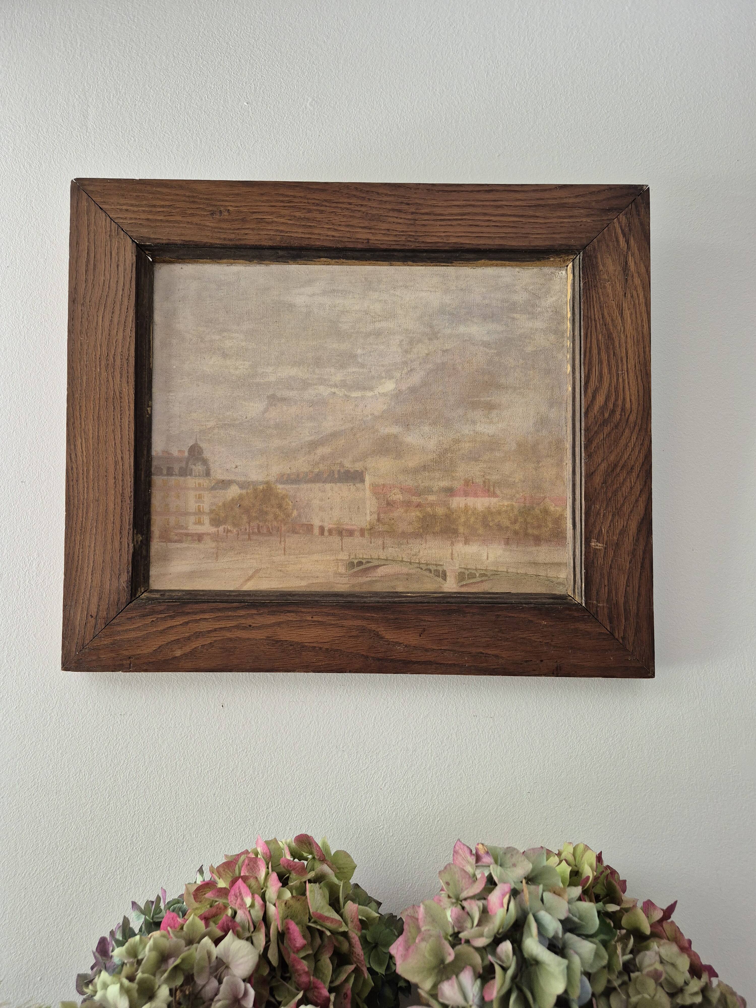 Painting, oil painting, Notre-Dame Bridge, Paris