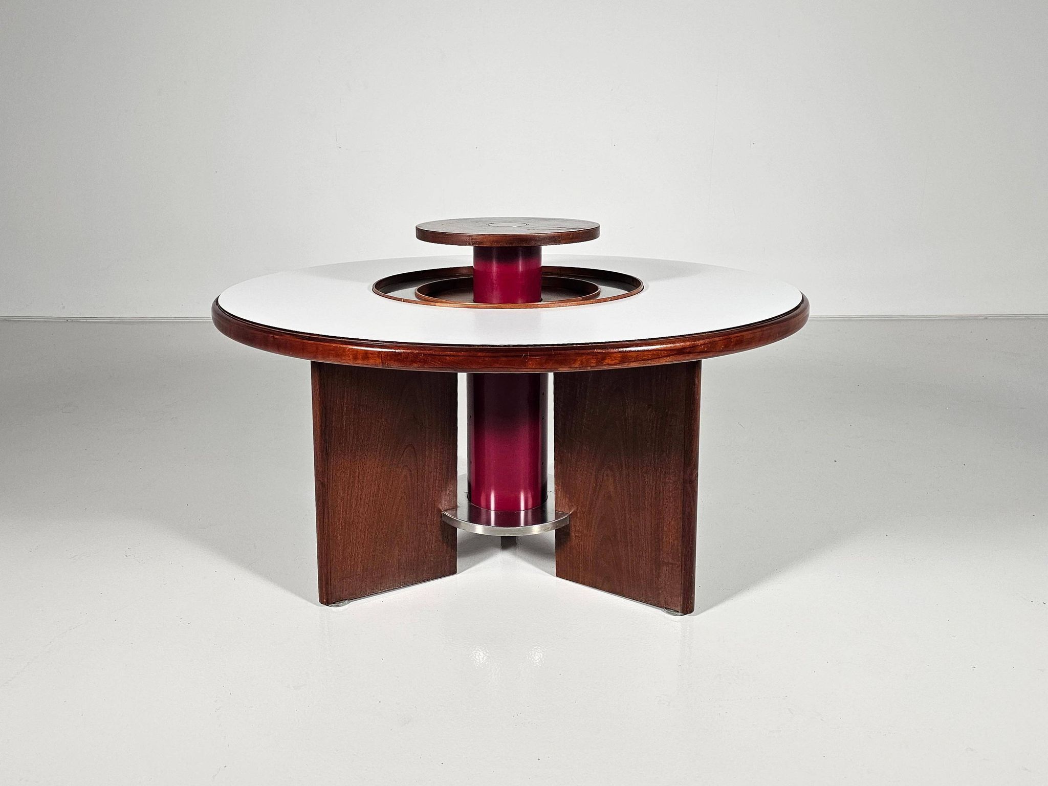 Dining table in walnut, laminate and steel by Silvio Coppola for Bernini, Italy.