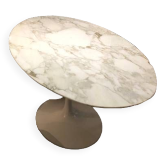Table de salle à manger ovale, plateau marbre calacatta oro