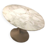 Oval dining table, calacatta oro marble top