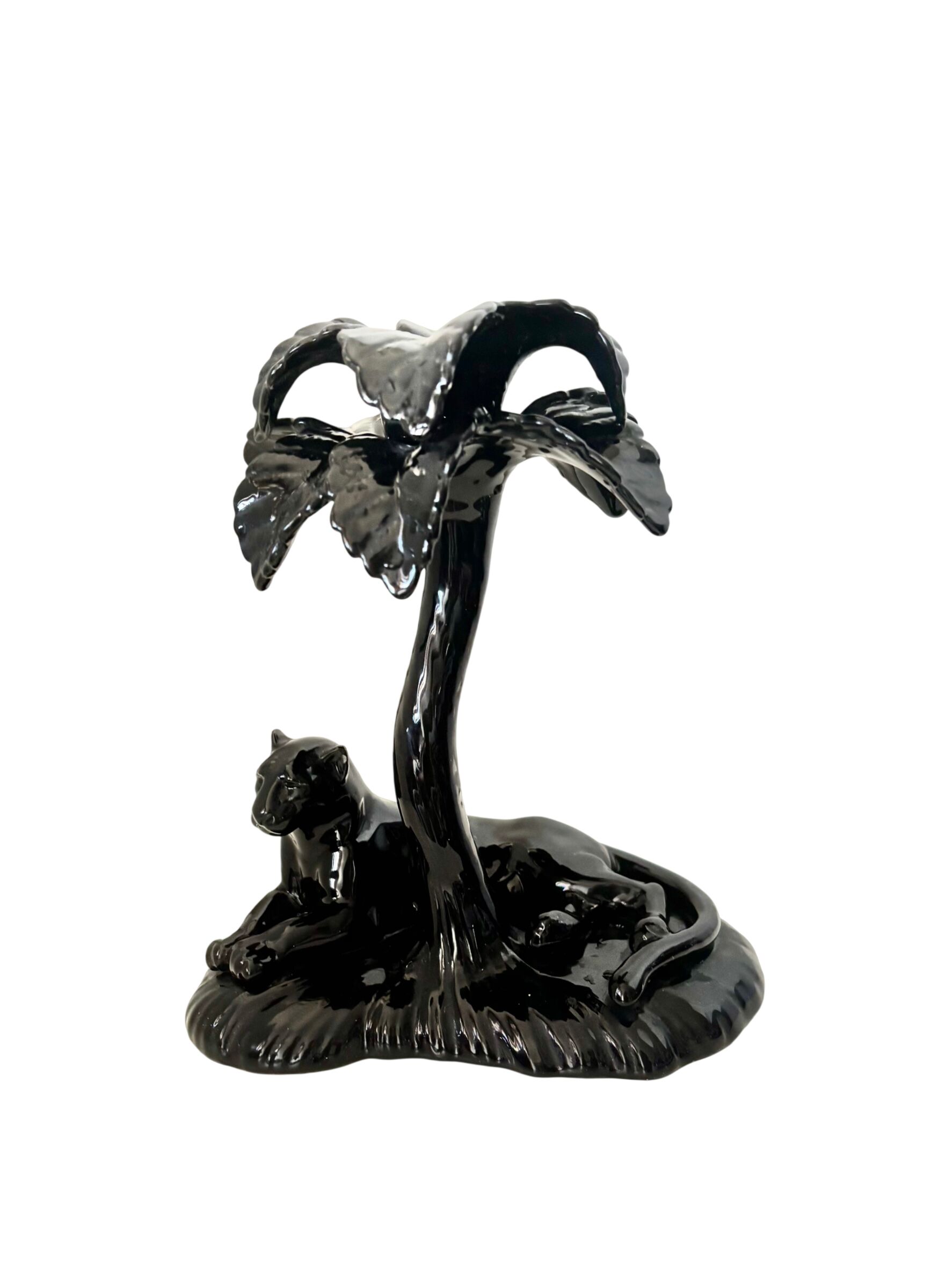 Black panther Art Deco candlestick