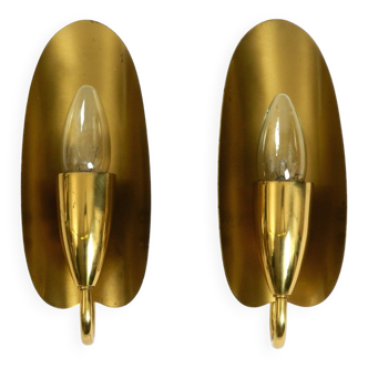 Two magical original Mid Century Modern bag brass wall lamps