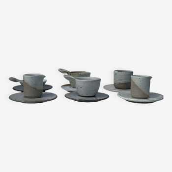 Modular Indonesian ceramic tableware service (6 elements + cups)