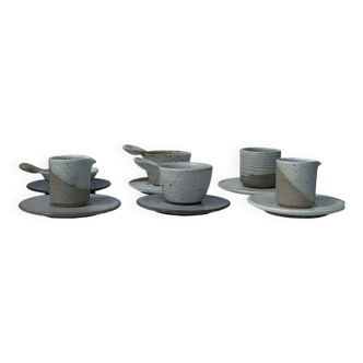 Modular Indonesian ceramic tableware service (6 elements + cups)