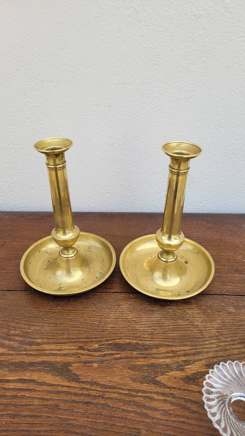 Pair of Louis Philippe candlesticks in brass 1900s