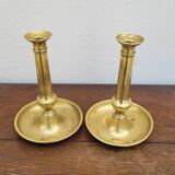Paire de Bougeoirs Louis Philippe en laiton 1900s