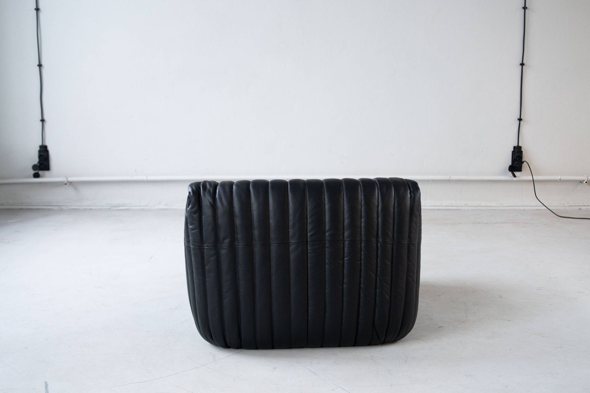 Cinna Ligne Roset Black Leather Armchair attributed to Annie Hieronimus, 1970s