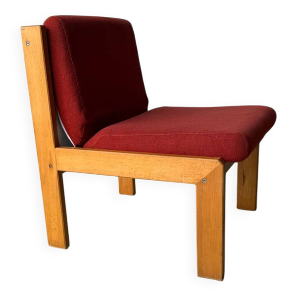 Chauffeuse design brutaliste de André Sornay en hêtre modèle vintage