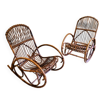 Pair of ROCKING CHAIR edition Rohé Noordwolde Vintage 70s