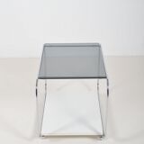 Vintage serving trolley with chrome and glass, 1970s