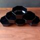 6 black tempered glass ramequins arcoroc octime series, 1980 vintage