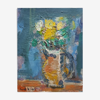 Peinture de Nagao Usui "Bouquet de fleurs jaunes"