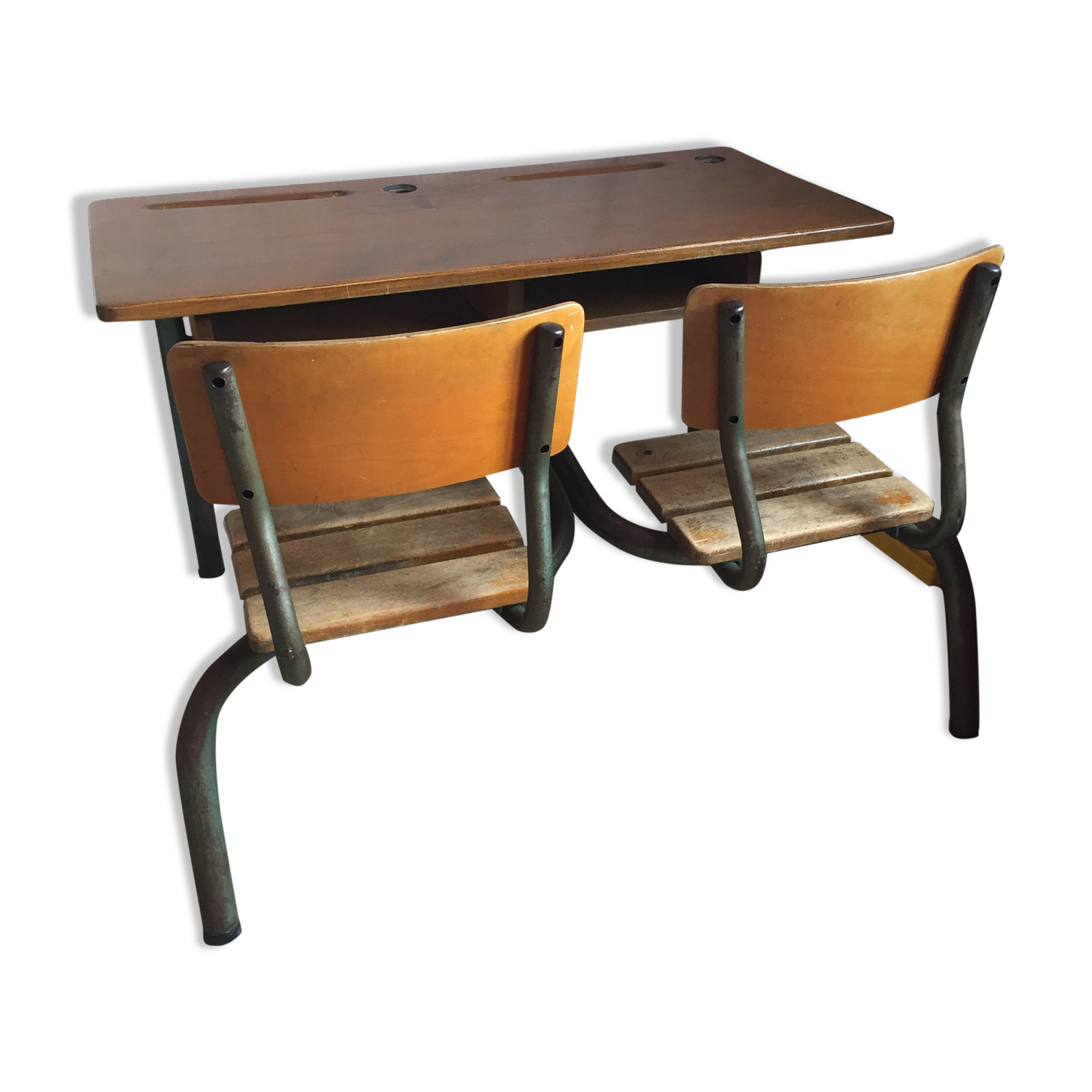 double schoolboy desk -vintage-