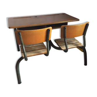 double schoolboy desk -vintage-