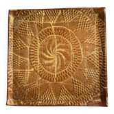 Large square vintage ceramic plate – raised lace decoration – 20 cm