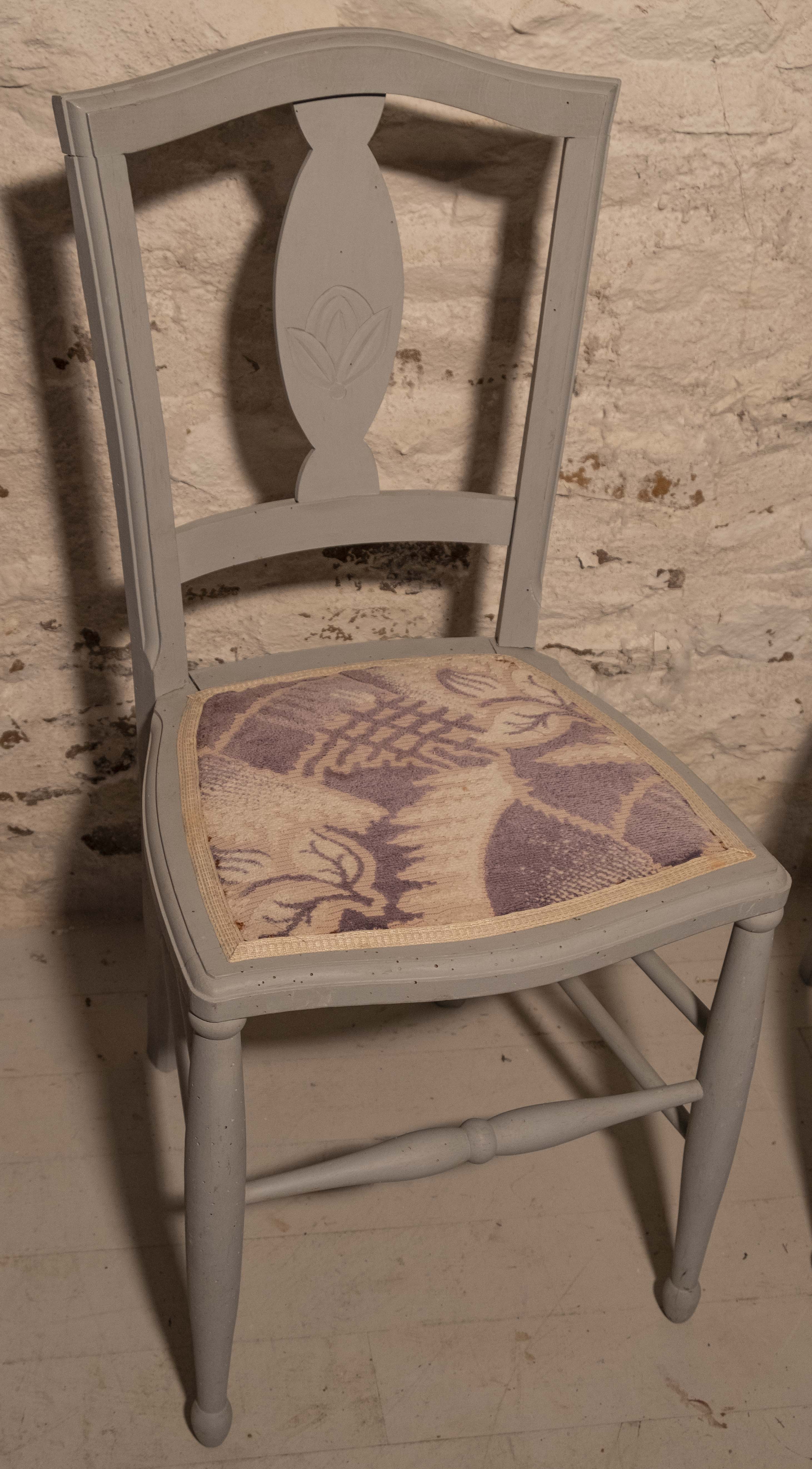 pair of art deco carpeted chairs