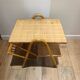 Vintage coffee table in rattan & wicker – Vinyl record player & storage cabinet