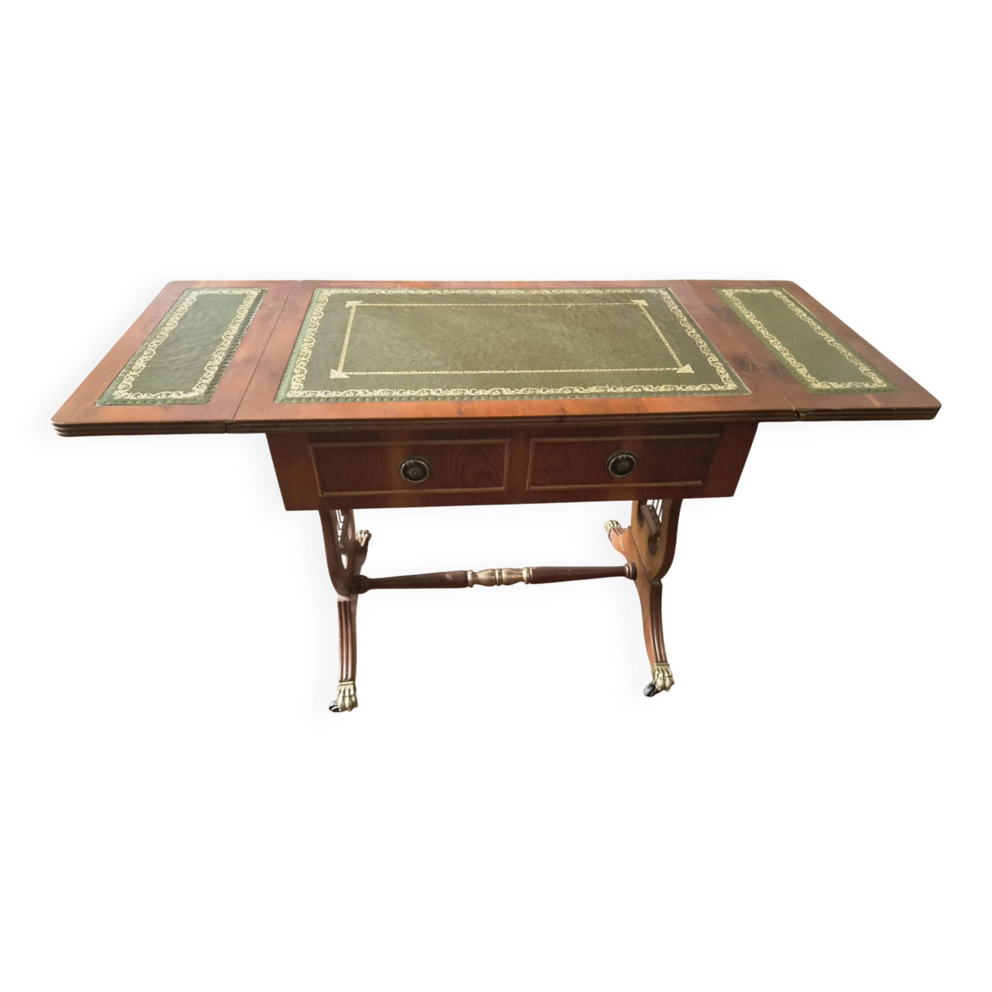Table d'appoint Regency en acajou et cuir vert - Bevan Funnell