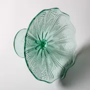 Pressed Glass Pedestal Bowl / Vintage Georgia Green Fruit Bowl / Ukraine /