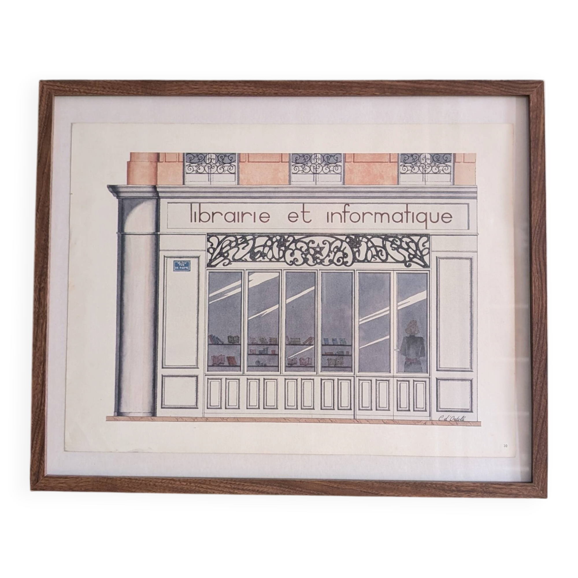 Lithograph "Bookshop and Computing" – Catherine d'Ortoli
