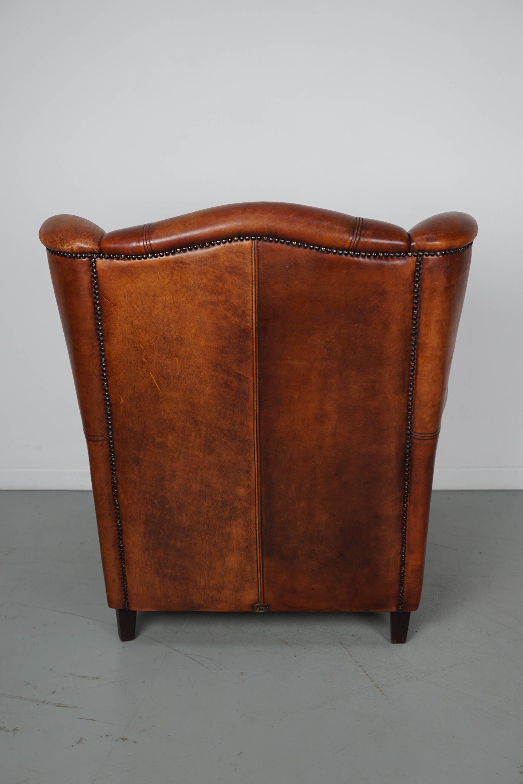 Fauteuil club vintage en cuir couleur cognac hollandais