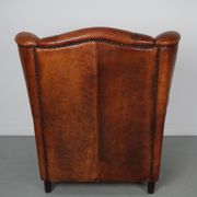 Fauteuil club vintage en cuir couleur cognac hollandais