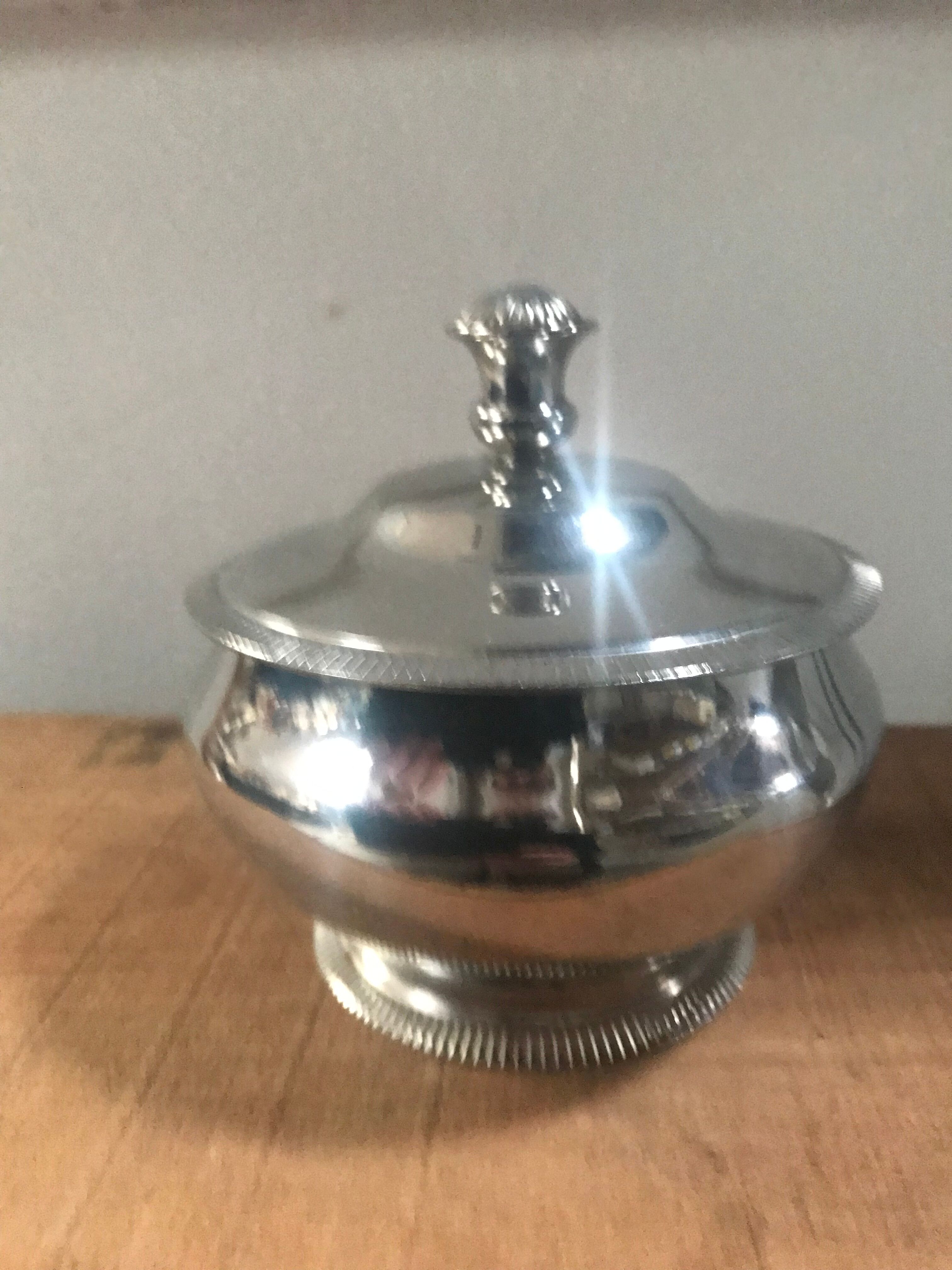 Stainless steel sugar bowl remy letang 80s