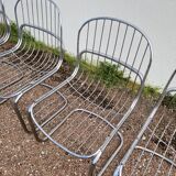 Set of 6 designer chairs in chromed metal from the 1970s