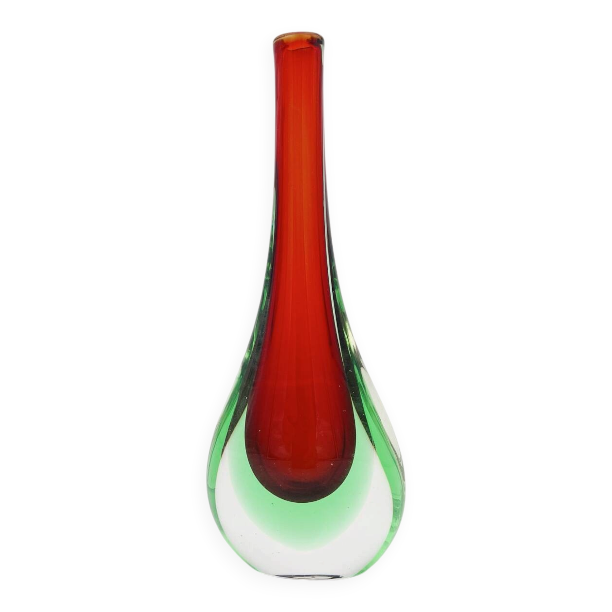 Murano Soliflore Vase - Flavio Poli - Sommerso Red Green 19cm