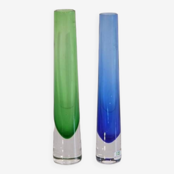 Pair of Scandinavian glass vases from Bergdala 1970