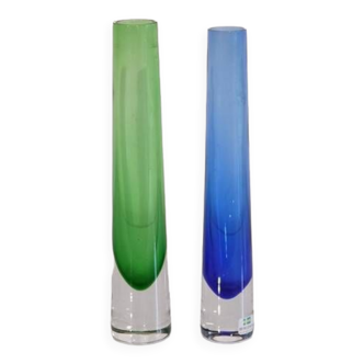 Paire de vases scandinaves en verre de Bergdala 1970