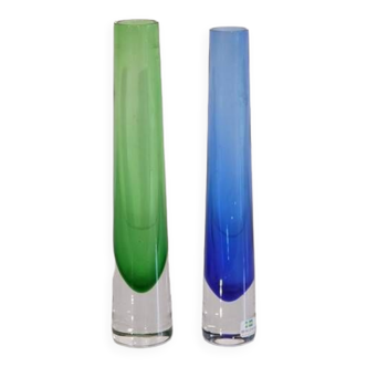 Pair of Scandinavian glass vases from Bergdala 1970