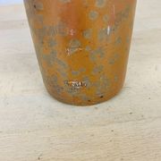 Lampe bouteille grès et abat jour laine vintage
