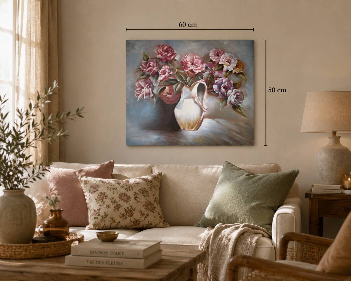 Oil painting of a bouquet of flowers 60x50 cm