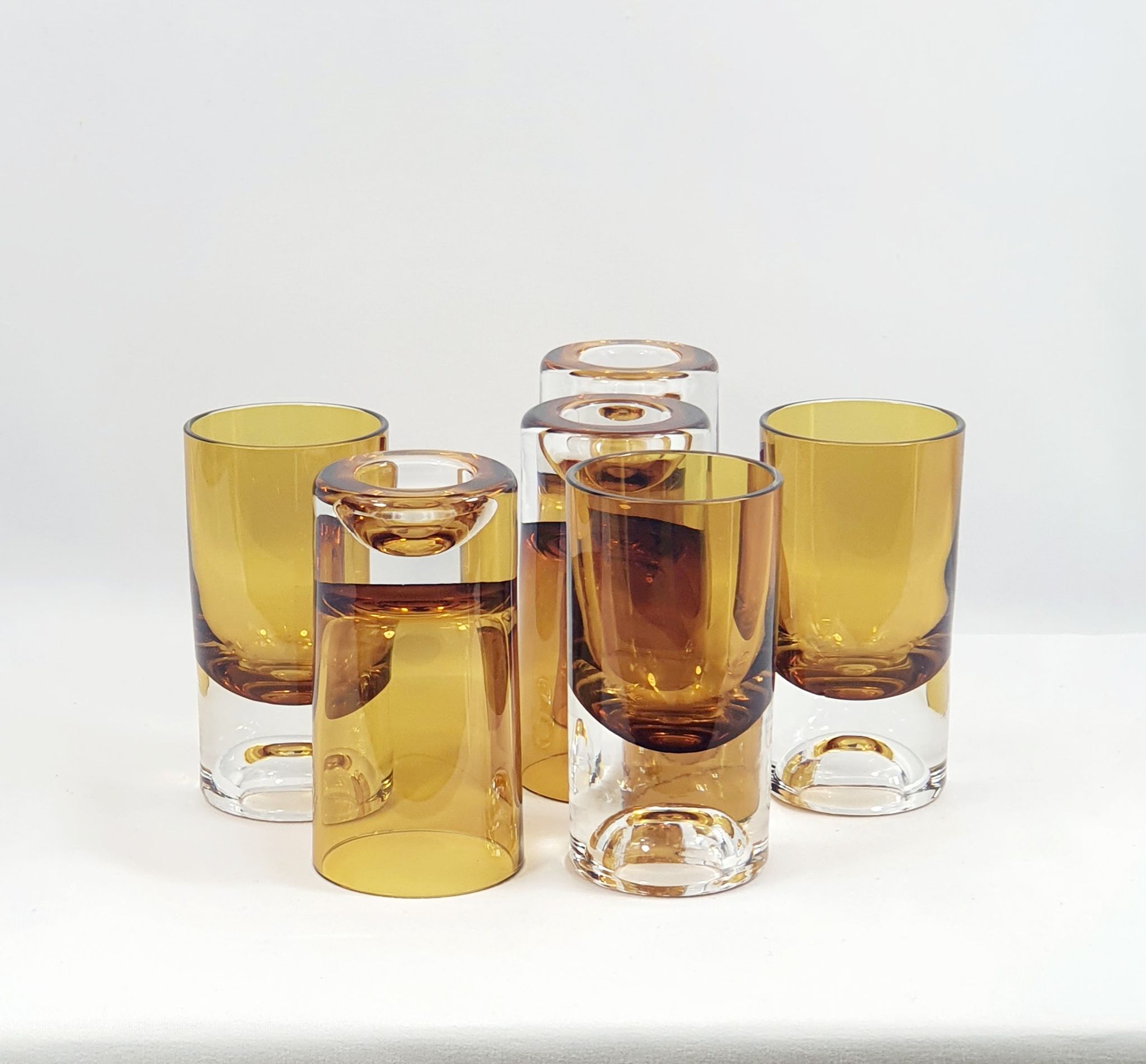 6 vintage tube glasses 70 amber glasses shot glasses