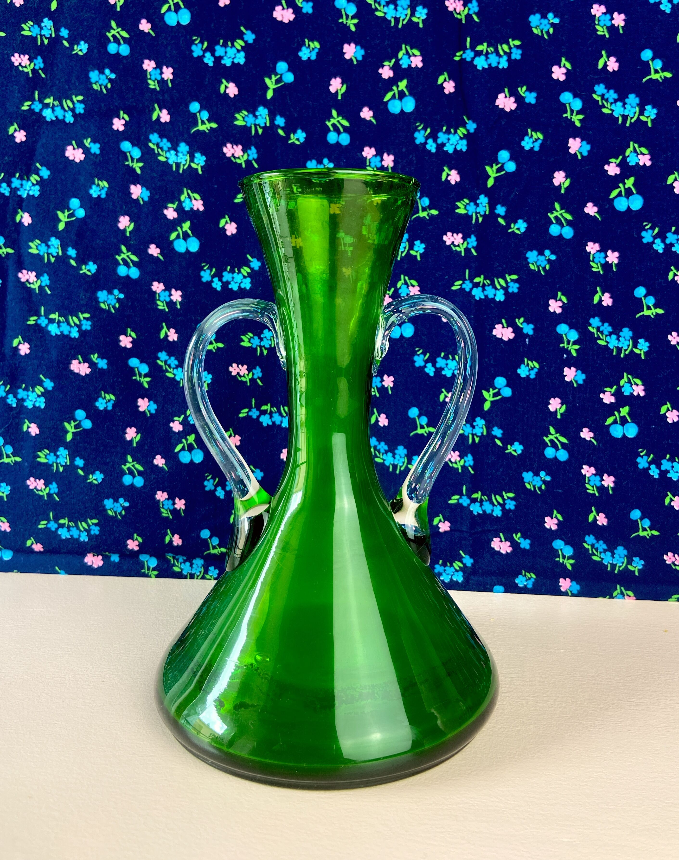 Green glass vase from the 50s