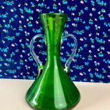 Vase en verre coloris vert année 50