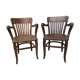Pair of art deco armchair in solid oak in early 1900