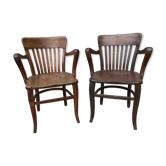Paire de fauteuils art déco en chêne massif début 1900