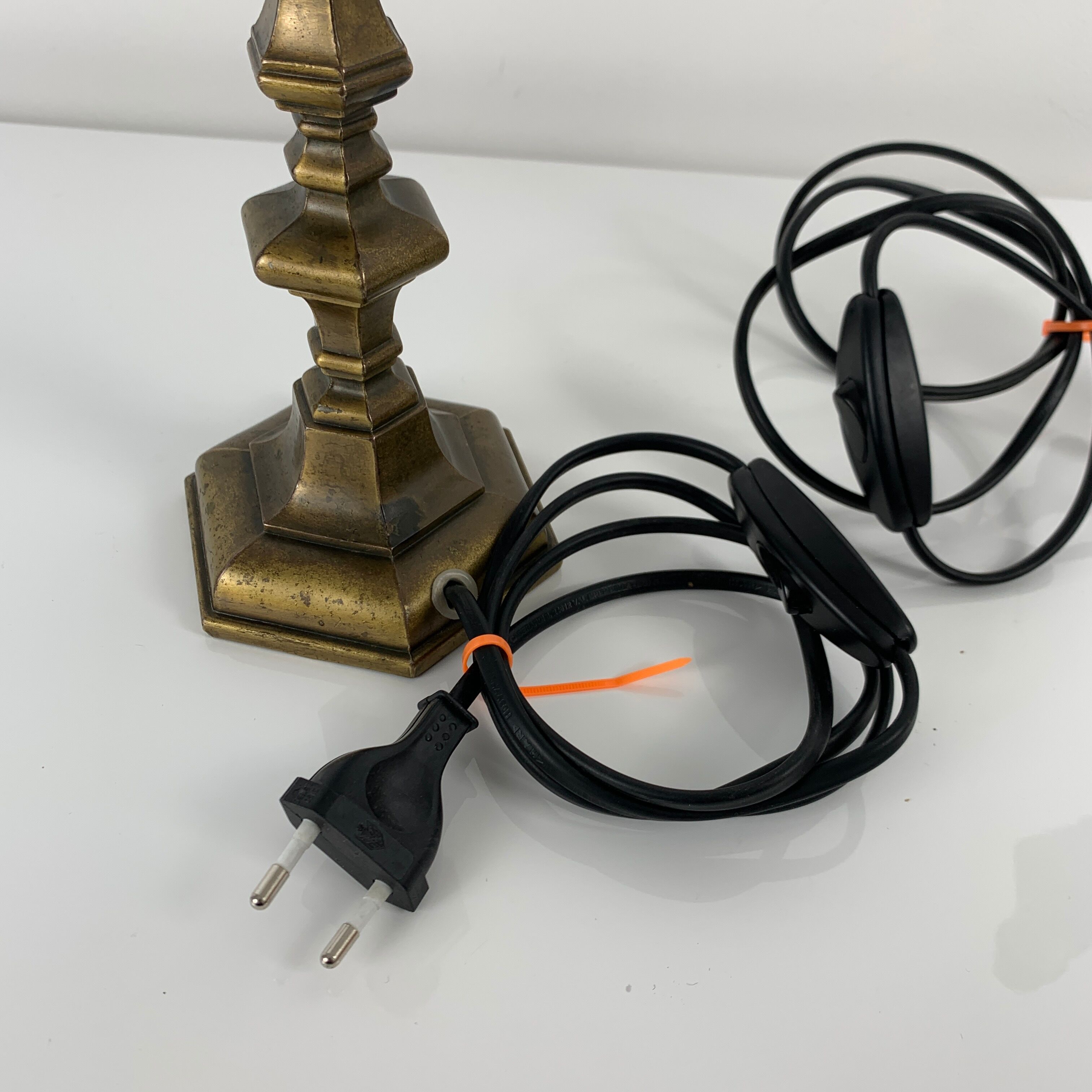 Pair of antique style bronze bedside lamps