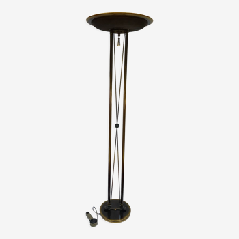 Vintage floor lamp in brass, bronze and black metal design by G. Frattini, Relco Milano, 70's